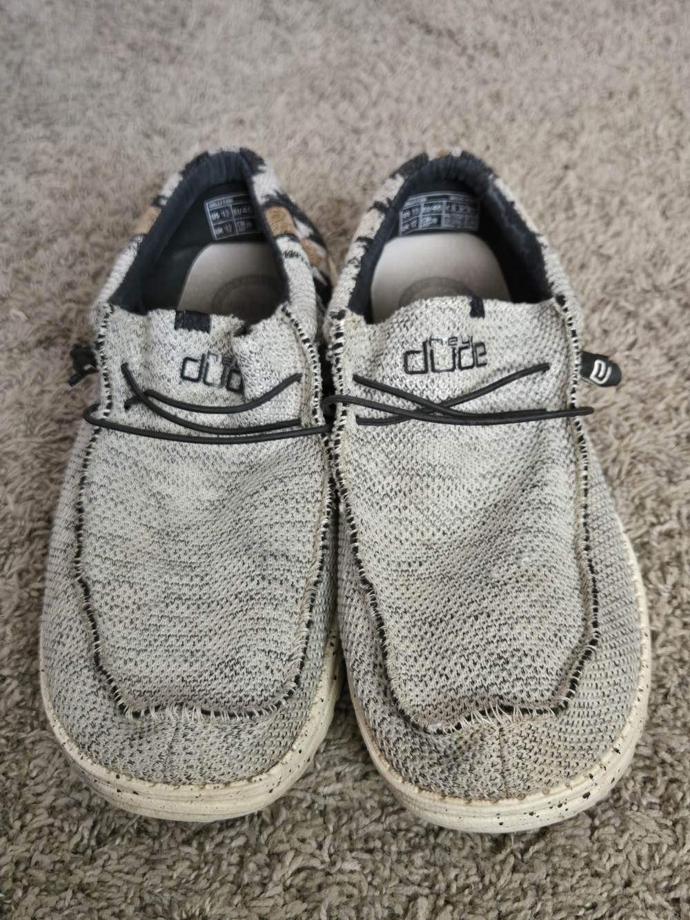 Hey Dude Mens Wally Knit Slip-On Shoes in Cream/Black